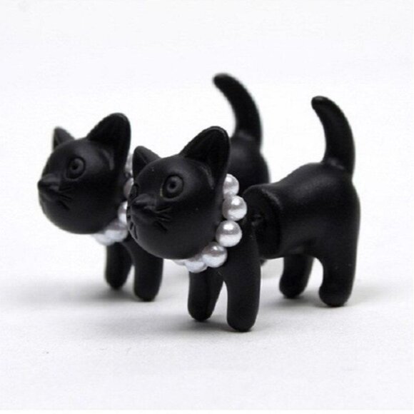 Deb Dee Dee Cutie Black Cat 3D Kitty Earrings Gift Packaged - Picture 1 of 11
